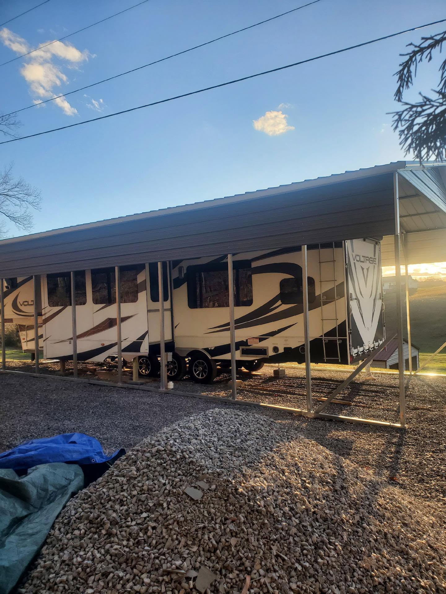 RV cover at golden hour