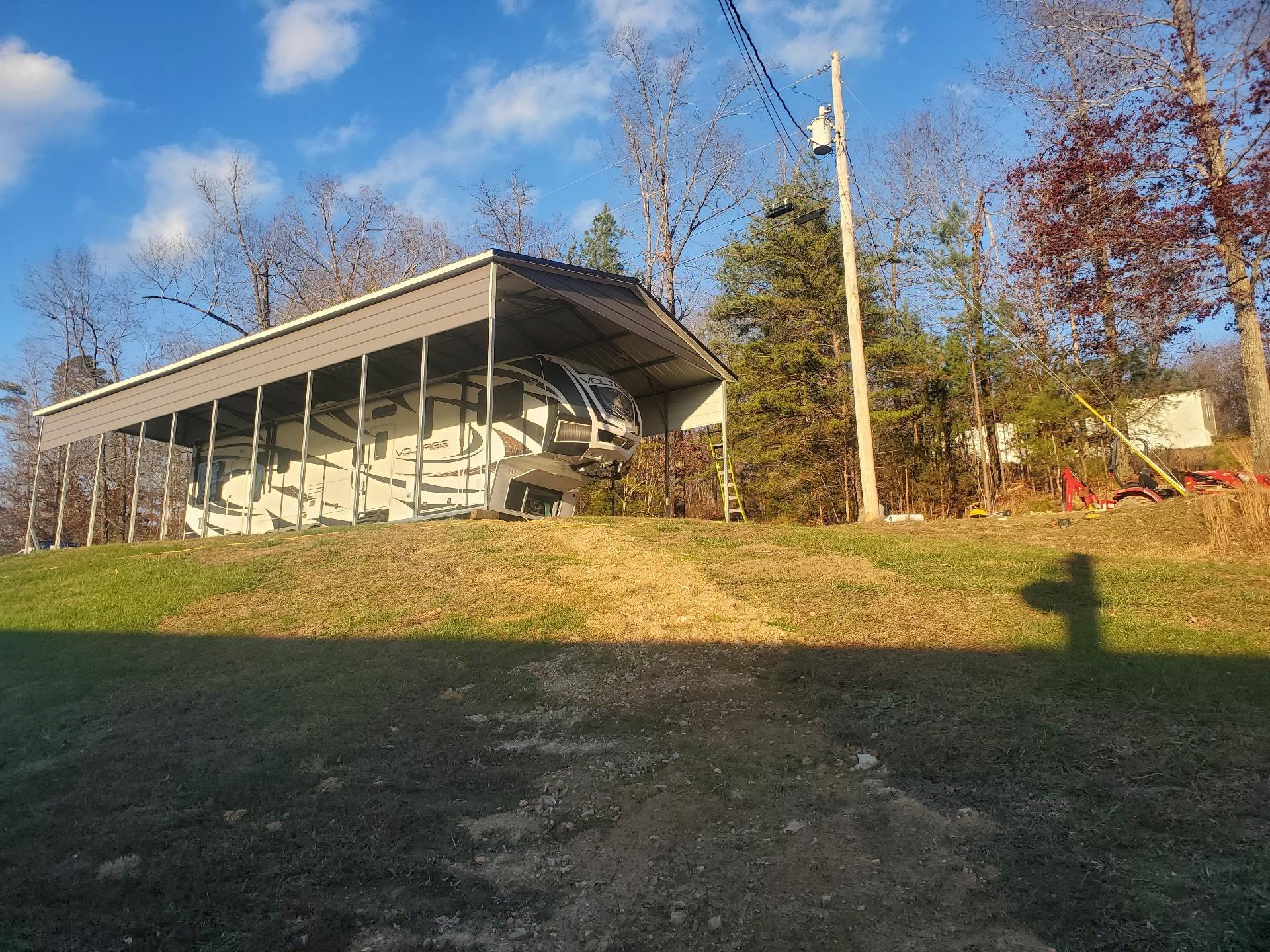 Hillside RV shelter install
